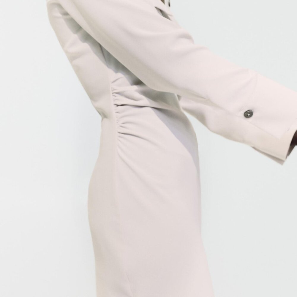 Zara DRAPED WAIST MIDI DRESS - Picture 2 of 9